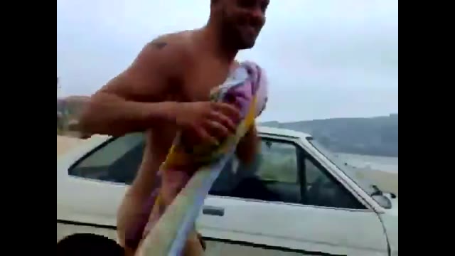 Drunk Guy Naked And Pissing In A Parking Lot On Others Driver Car