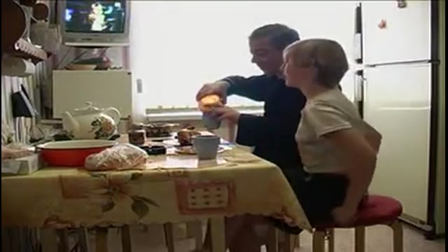 Every Morning Perverted Stepdad Loves To Spice Up Breakfast With Teen Daughters Pussy