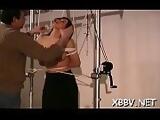 Chick gets tits fastened hard in complete bondage show part 2