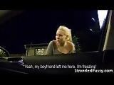 Damn sexy blonde amateur hitch hikes and gets fucked in the car