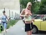 Amateur babe gets naughty peeing in public