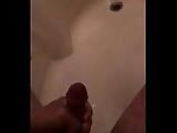 My first video ever of me cumming in shower in slow motion big cum shot