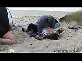 Slutwife fucked and creampied by strangers on the beach