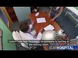 Beautiful doctors wife gets banged in the table by a huge cock