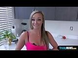 Hot blonde stepmom gives a POV blowjob in the kitchen