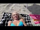 Spectacular blonde babe Molly Mae gets fucked on a beach