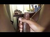 I cum after jerking off my sexy black dick cock pov