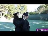 Naughty graduating teens in a hot lesbian fuck