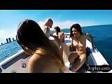 Sexy teen coeds hot orgy on speedboat