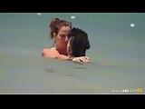 Lesbian Couple Kiss and Lick Nipples on Topless Beach